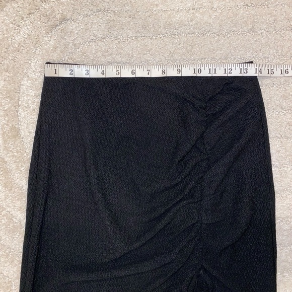 Cider Black Textured Midi Drawstring Ruched Skirt - Picture 4 of 8